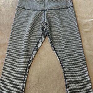 Lululemon Wunder Under Crop Leggings Gingham White Blue Women's 8
